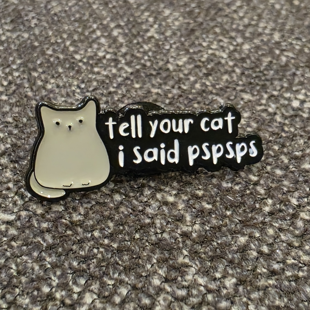 Cat Enamel Pin - Black and White